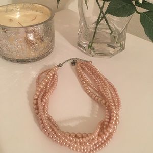 Pink pearl style layered adjustable necklace 💕